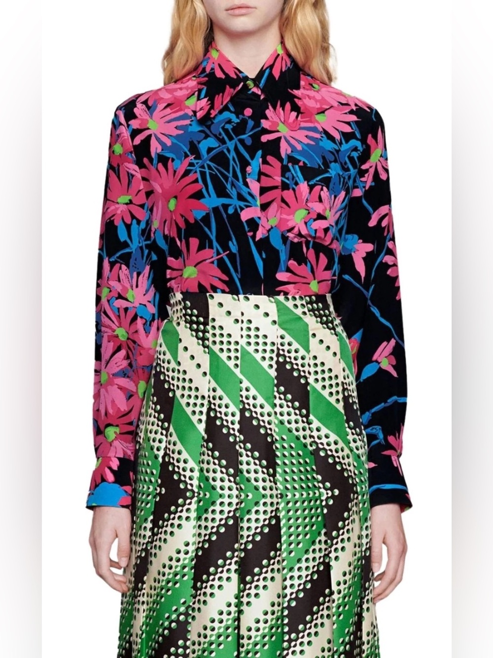 Gucci x Ken Scott Floral Silk Blouse with Matching Necktie IT 42